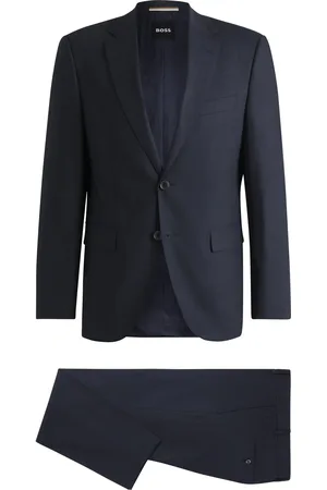 HUGO BOSS Abito regular fit in misto lana vergine a quadri