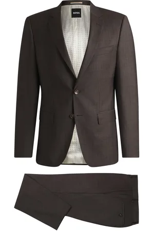 HUGO BOSS Abito slim fit in lana vergine elasticizzata con micromotivo