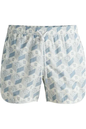 HUGO BOSS Boxer da mare con stampa della stagione e orlo arrotondato