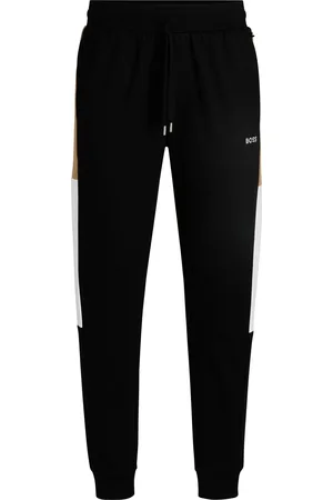 HUGO BOSS Pantaloni della tuta in terry di cotone con pannelli laterali a contrasto