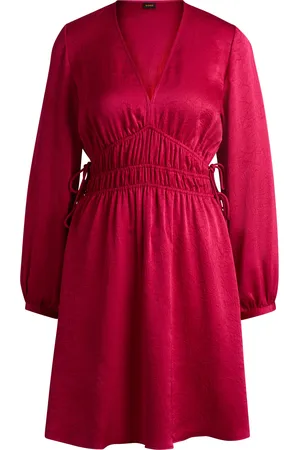 HUGO BOSS Vestito in satin effetto stropicciato con vita regolabile