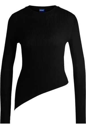 HUGO BOSS Maglione a coste trasparenti con orlo asimmetrico