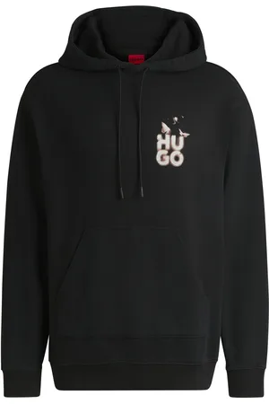 HUGO BOSS Felpa con cappuccio relaxed fit in french terry con grafica della stagione