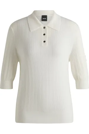 HUGO BOSS Polo da equitazione in maglia a coste con colletto oversize