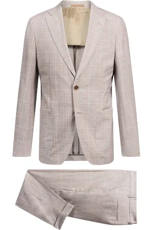 HUGO BOSS Abito slim fit a quadri in lana vergine, seta e lino