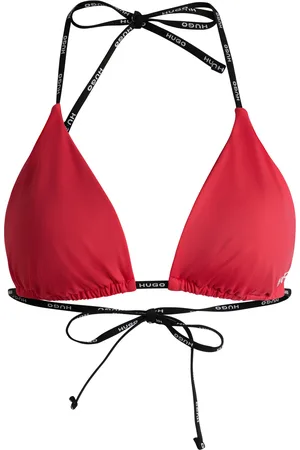 HUGO BOSS Top per bikini a triangolo con spalline con logo a contrasto
