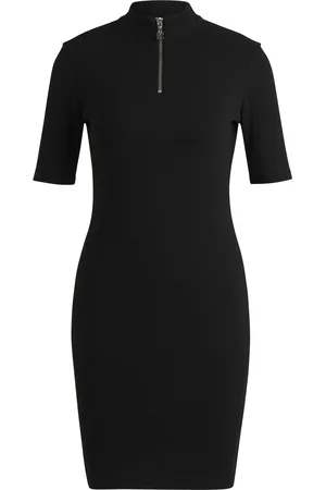 HUGO BOSS Vestito in misto cotone con colletto con zip