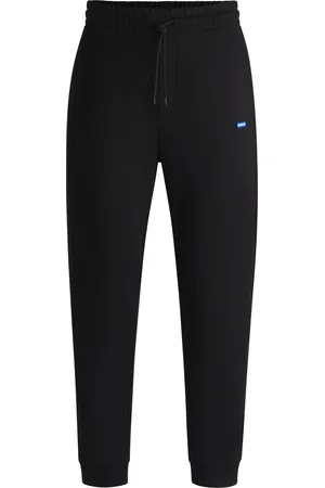 HUGO BOSS Pantaloni della tuta in terry di cotone con toppa con logo blu