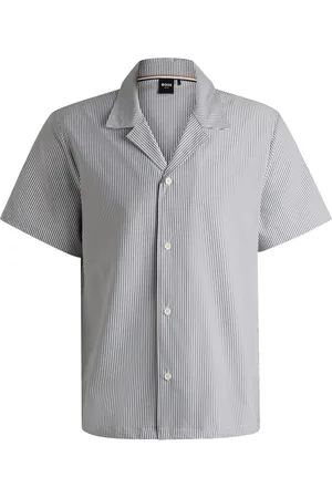 HUGO BOSS Camicia da spiaggia regular fit in tessuto seersucker