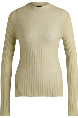 HUGO BOSS Maglione slim fit in misto lana con spacchi laterali
