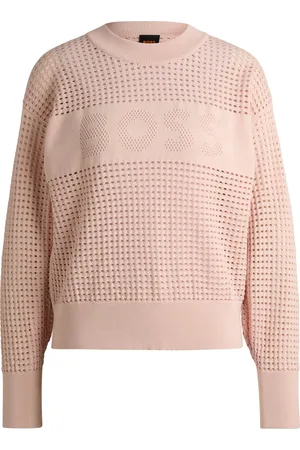 HUGO BOSS Maglione con lavorazione traforata e logo