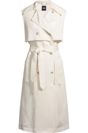 HUGO BOSS Vestito in stile trench senza maniche con chiusura doppiopetto