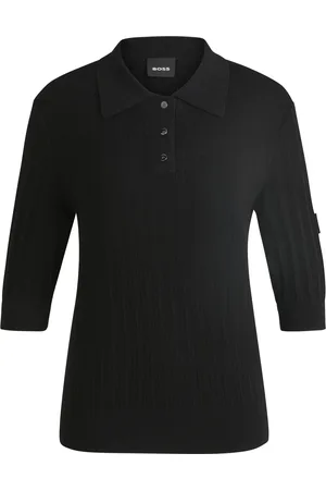 HUGO BOSS Polo da equitazione in maglia a coste con colletto oversize