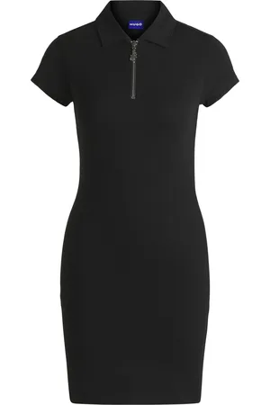 HUGO BOSS Vestito aderente in cotone elasticizzato con chiusura con zip