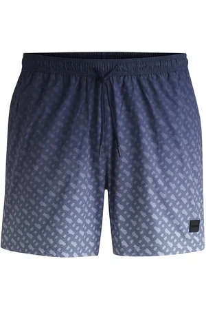 HUGO BOSS Boxer da mare con targhetta con logo e stampa del monogramma dégradé