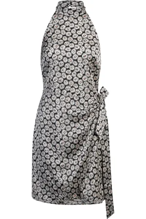 HUGO BOSS Vestito scollato sul retro con stampa con margherite e parte anteriore incrociata