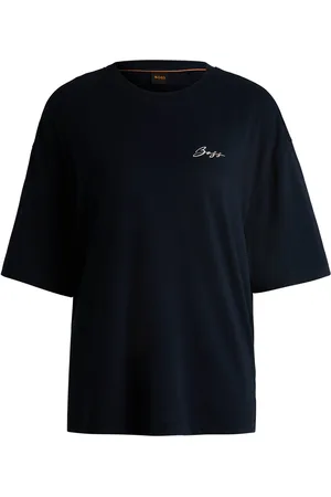 HUGO BOSS T-shirt oversize in jersey di cotone con grafica con logo