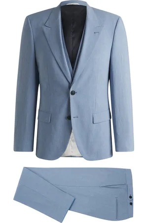 HUGO BOSS Abito tre pezzi slim fit in tessuto effetto lino