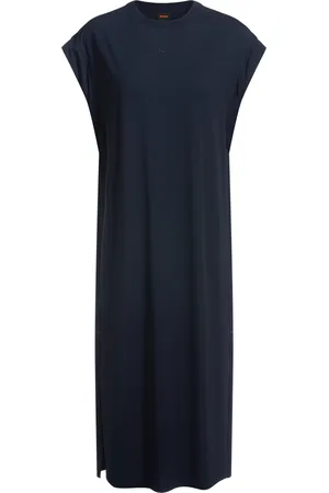 HUGO BOSS Vestito in misto cotone con logo scritto a mano