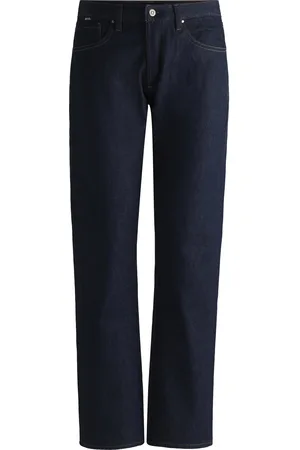 HUGO BOSS Jeans straight fit in comodo denim elasticizzato blu grezzo