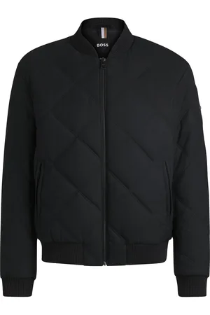HUGO BOSS Giubbotto regular fit con impunture a rombi e dettagli in cotone a coste
