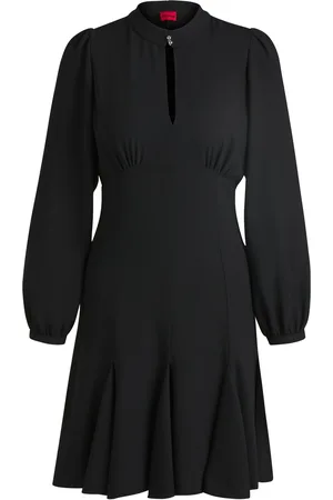 HUGO BOSS Vestito in crêpe con colletto rialzato con bottoni