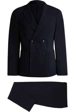 HUGO BOSS Abito slim fit in misto lana con micromotivo
