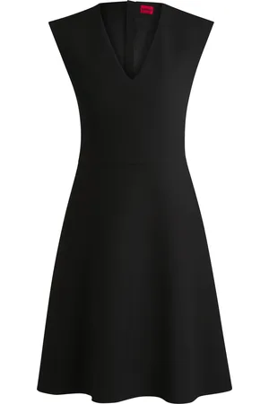 HUGO BOSS Vestito senza maniche in tessuto elasticizzato con gonna a campana