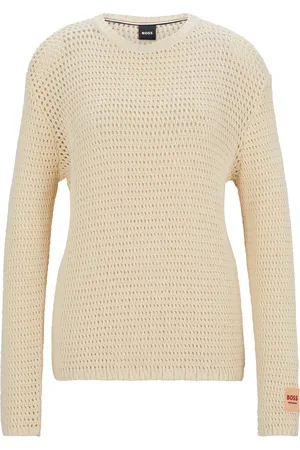 HUGO BOSS Maglione da equitazione in cotone con toppa con logo in silicone