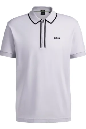 HUGO BOSS Polo in cotone elasticizzato con righe a contrasto