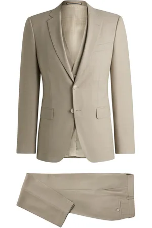 HUGO BOSS Abito tre pezzi slim fit in lana elasticizzata con motivo