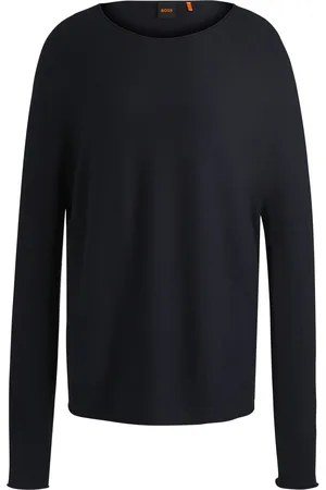 HUGO BOSS Maglione relaxed fit con bordi arrotolati e ciondolo con logo