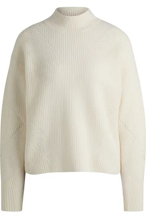 HUGO BOSS Maglione con collo a imbuto e lavorazione a coste