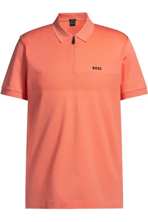 HUGO BOSS Polo in cotone lavorato con colletto con zip