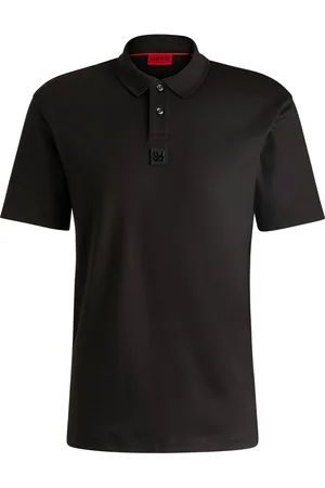 HUGO BOSS Polo in cotone intrecciato con logo scomposto