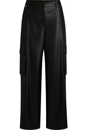 HUGO BOSS Pantaloni cargo con fit morbido in similpelle