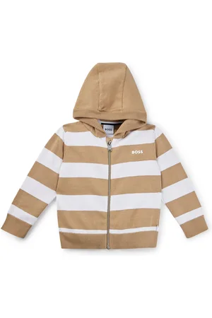 HUGO BOSS Cardigan a righe per bambini in cotone con logo stampato