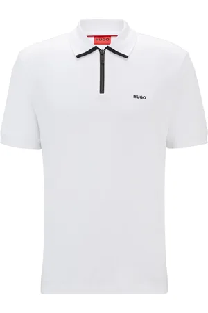 HUGO BOSS Polo in piqué di cotone con logo a contrasto