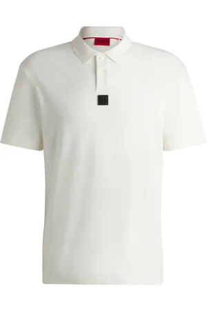 HUGO BOSS Polo in cotone intrecciato con logo scomposto