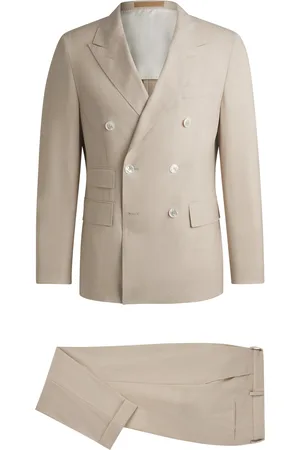 HUGO BOSS Abito slim fit in lana vergine e seta a motivi