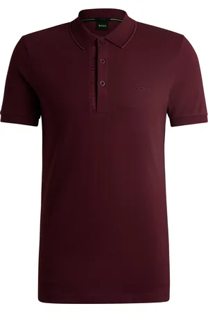 HUGO BOSS Polo slim fit in piqué di cotone con logo tono su tono