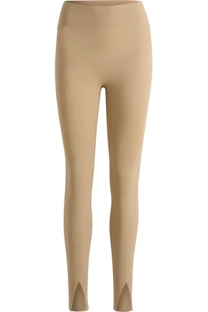 HUGO BOSS Leggings sportivi in tessuto intrecciato elasticizzato con spacchi sugli orli