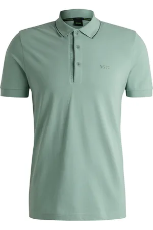 HUGO BOSS Polo slim fit in piqué di cotone con logo tono su tono