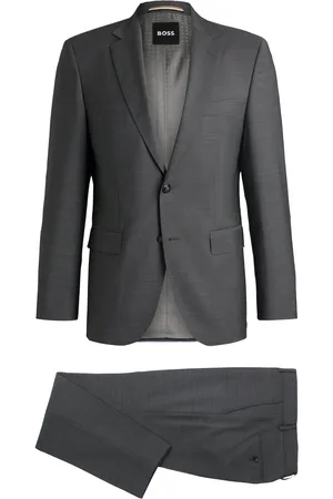 HUGO BOSS Abito regular fit in lana vergine con micromotivo
