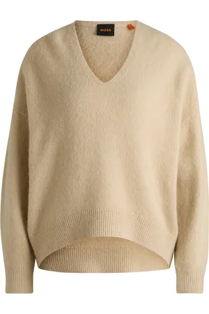 HUGO BOSS Maglione relaxed fit in misto lana con scollatura a V