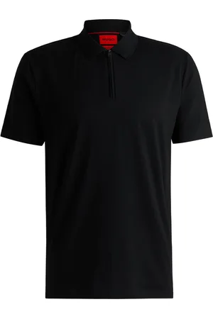 HUGO BOSS Polo in jersey slub-yarn con colletto con zip