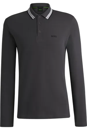 HUGO BOSS Polo a maniche lunghe in piqué di cotone