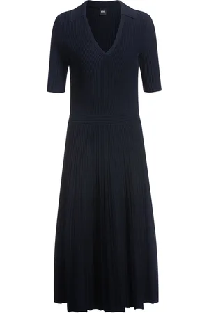 HUGO BOSS Vestito con scollo a V e lavorazione a coste