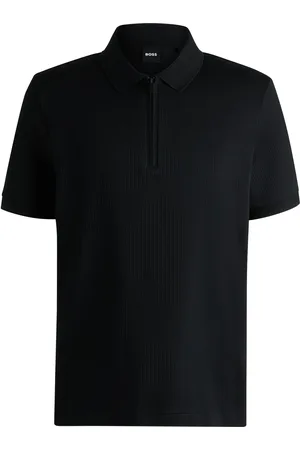 HUGO BOSS Polo in misto cotone con lavorazione seersucker