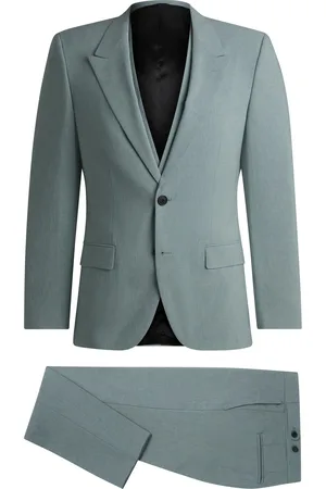 HUGO BOSS Abito tre pezzi slim fit in tessuto effetto lino